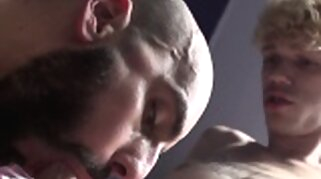 blowjob gay porn Bald inked straighty railing bottoms ass